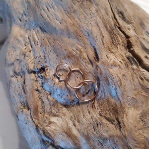 Set of Three Rose Gold Nose Rings Hoops 10mm, 8mm, 6mm